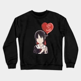 Kaguya sama Kaguya shinomiya holding a heart-shaped red balloon with text on it in an aesthetic watercolor art Crewneck Sweatshirt